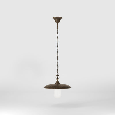 Outdoor pendant lamp in brass and glass with adjustable chain by Ghidini 1849 - Finish: OAS Antique Brass