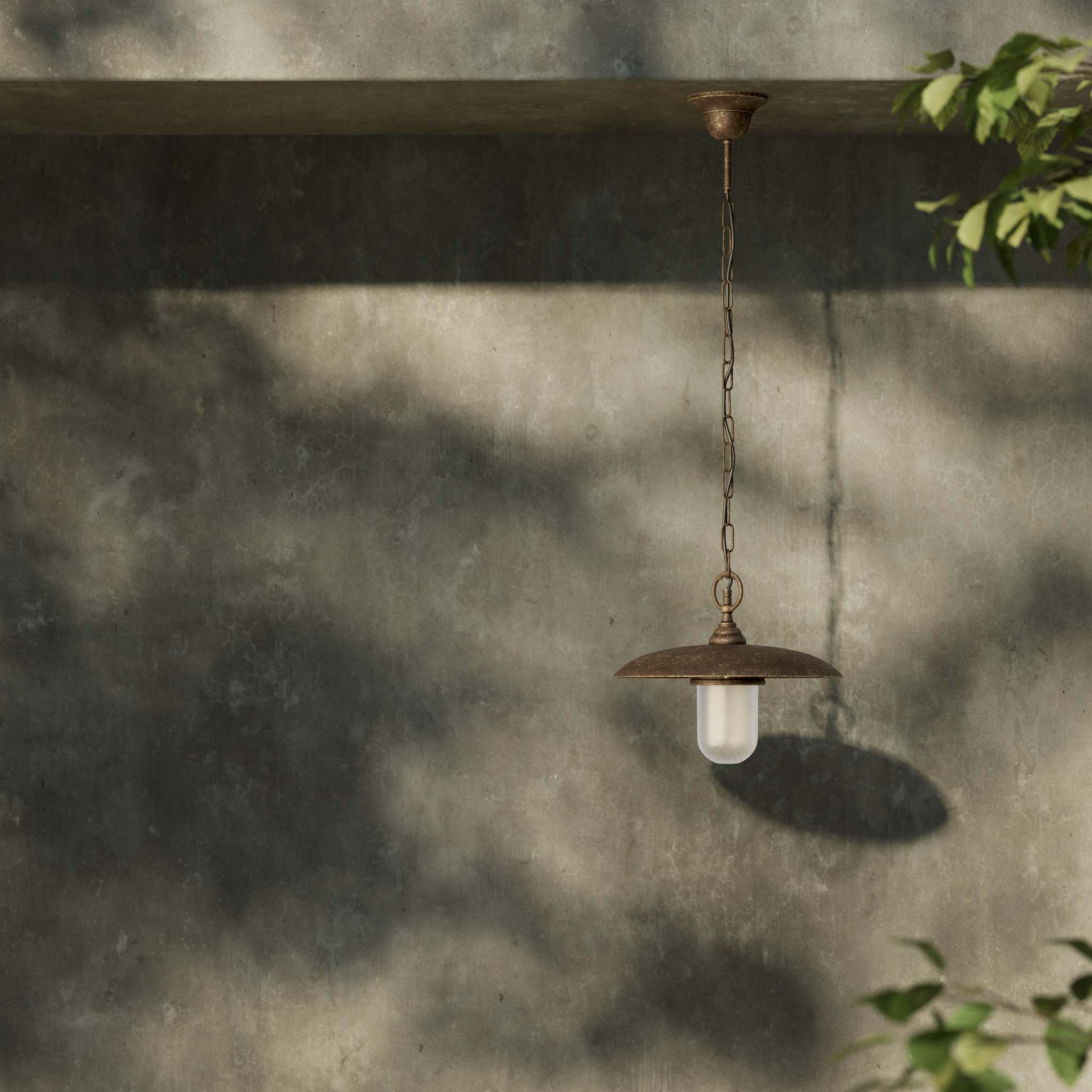 Outdoor pendant lamp in brass and glass with adjustable chain by Ghidini 1849 - Finish: OAS Antique Brass