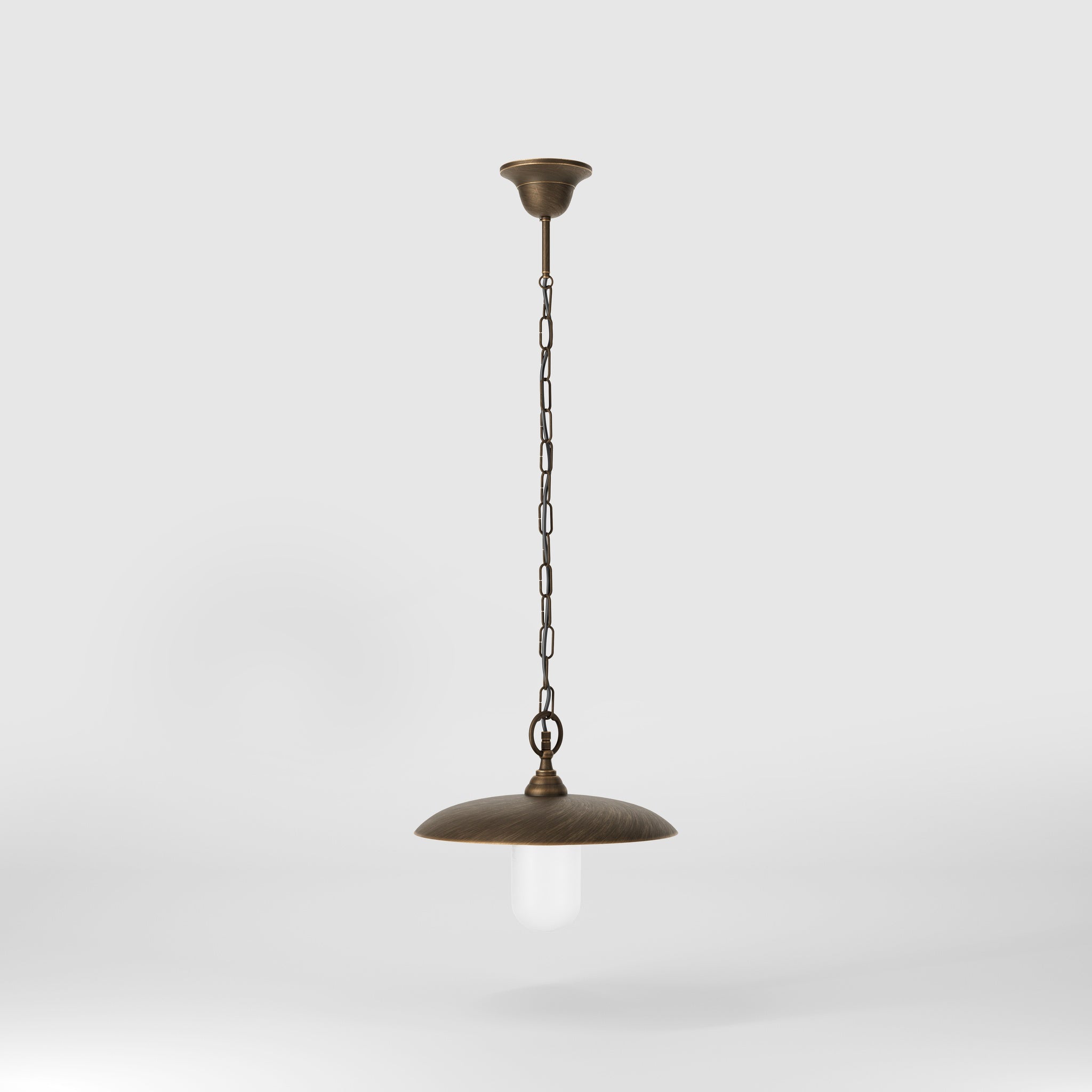 Outdoor pendant lamp in brass and glass with adjustable chain by Ghidini 1849 - Finish: OBM Bronze Satin Matt Brass