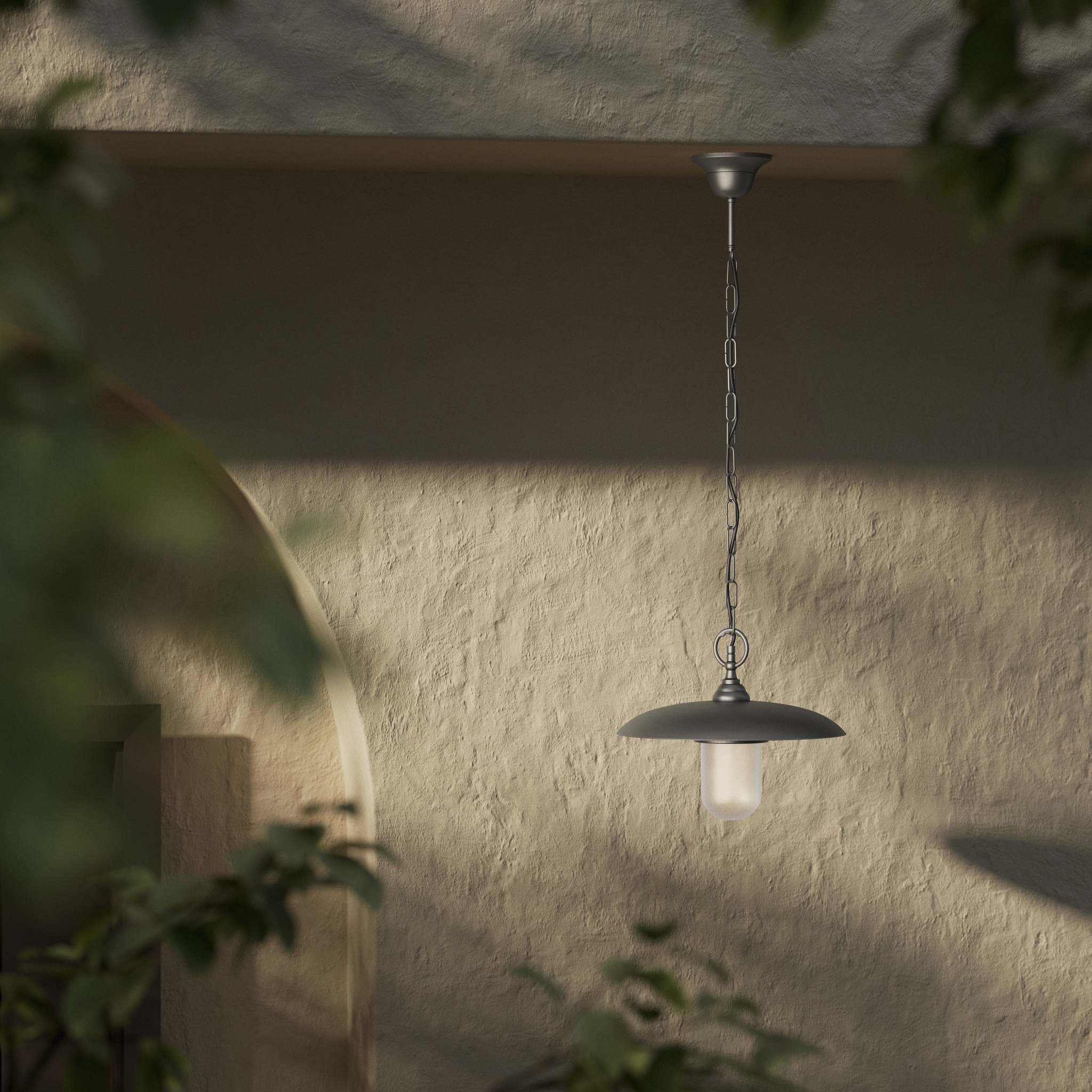 Outdoor pendant lamp in brass and glass with adjustable chain by Ghidini 1849 - Finish: OBR Dark Bronze