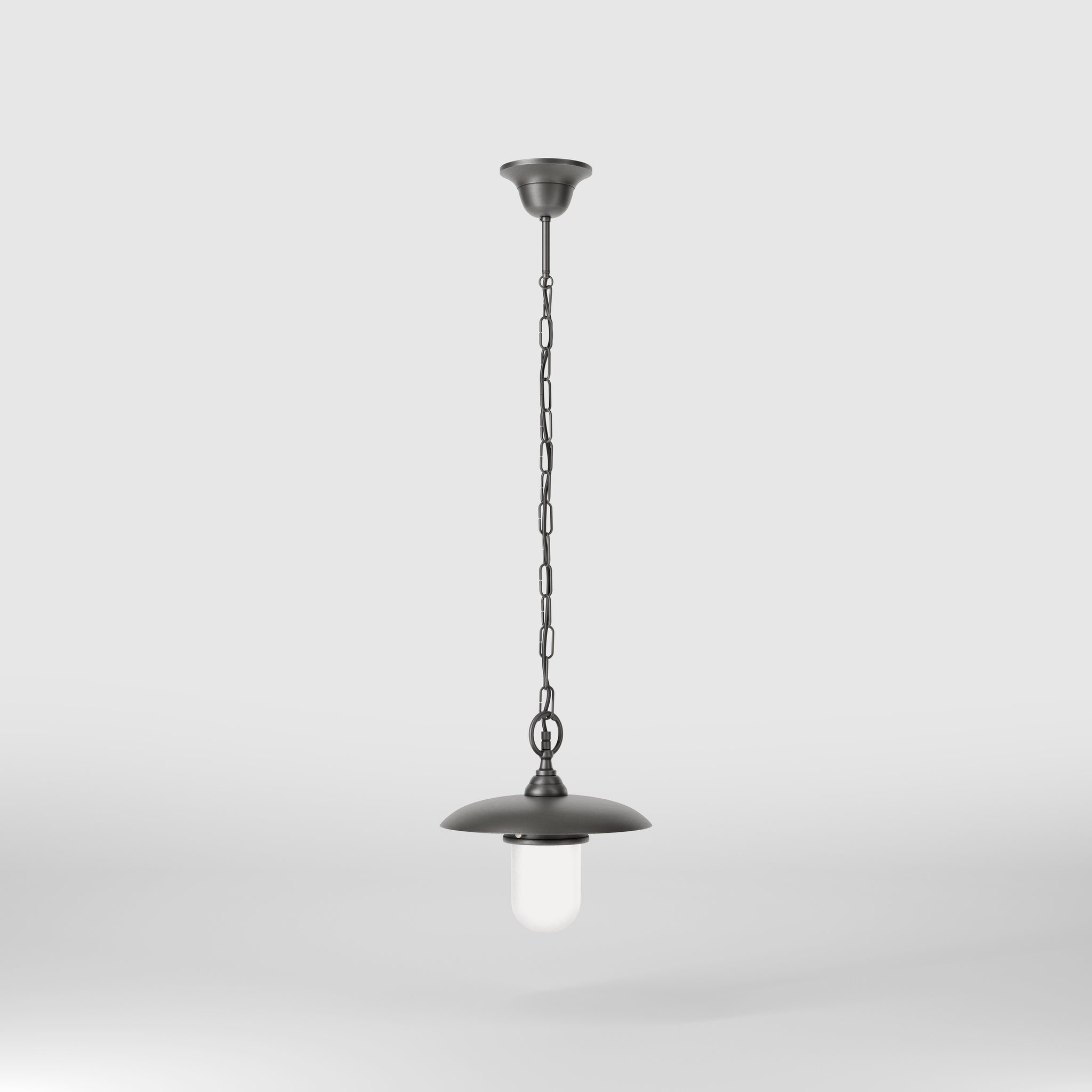 Outdoor brass pendant lamp with glass, adjustable chain and transparent diffuser, Italian rustic design for gardens by Ghidini 1849 - Finish: OBR Dark Bronze