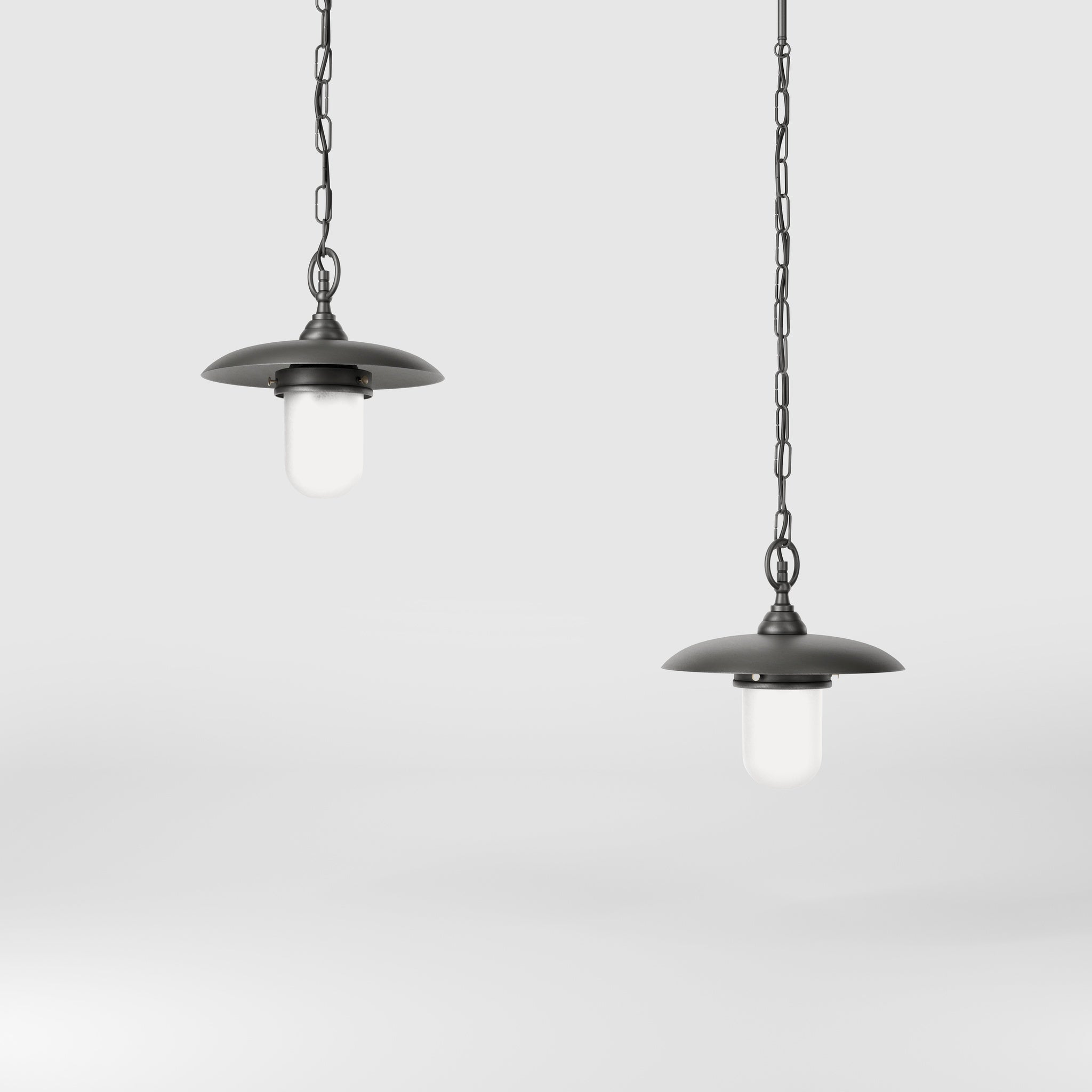 Outdoor brass pendant lamp with glass, adjustable chain and transparent diffuser, Italian rustic design for gardens by Ghidini 1849 - Finish: OBR Dark Bronze