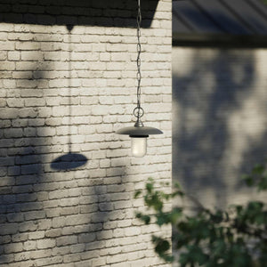 Outdoor brass pendant lamp with glass, adjustable chain and transparent diffuser, Italian rustic design for gardens by Ghidini 1849 - Finish: OBR Dark Bronze