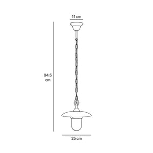 Outdoor brass pendant lamp with glass, adjustable chain and transparent diffuser, Italian rustic design for gardens by Ghidini 1849