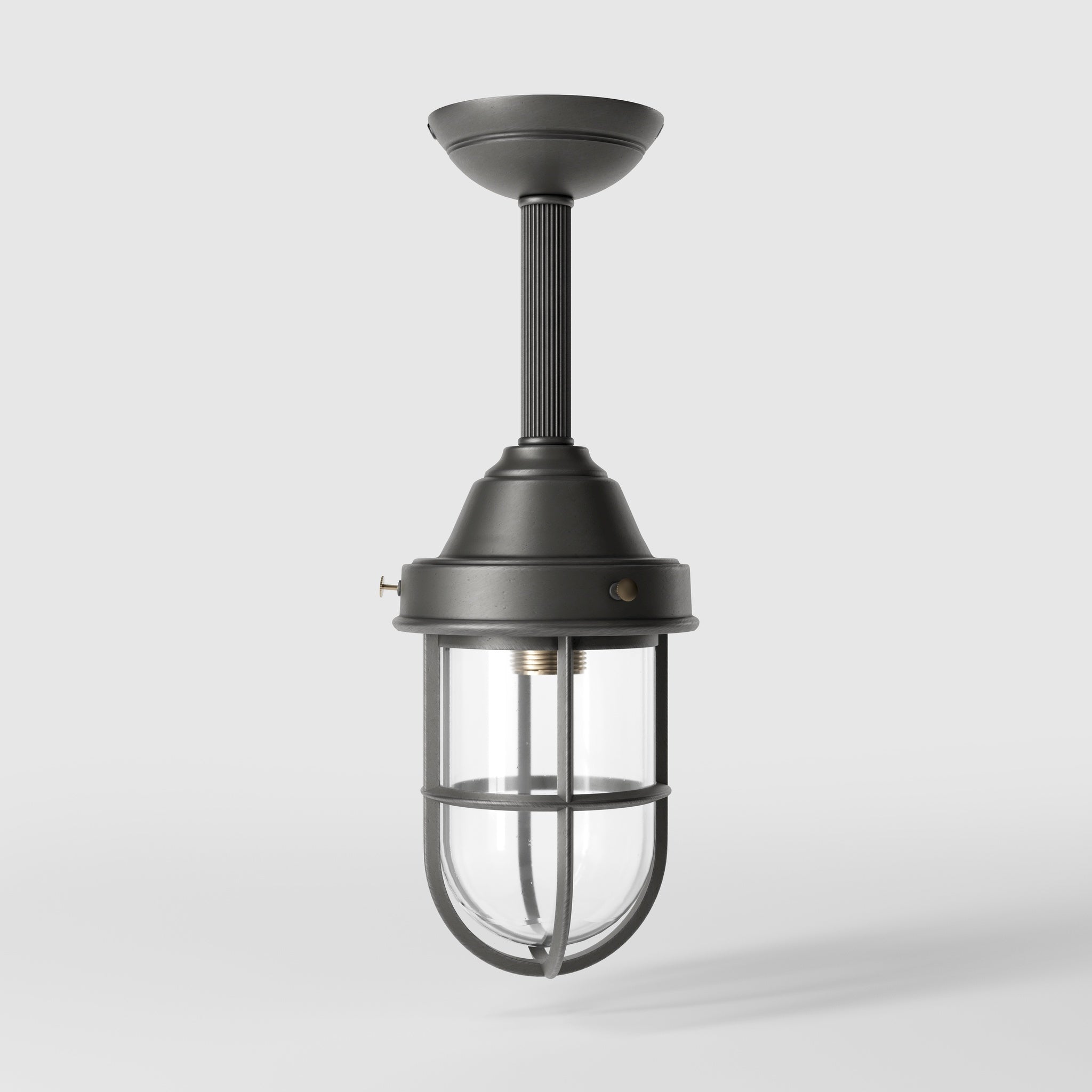 Industrial outdoor brass lamp with protective cage and glass, vintage nautical style for outdoor lighting by Ghidini 1849 - Finish: OBR Dark Bronze