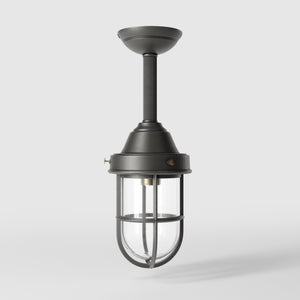 Industrial outdoor brass lamp with protective cage and glass, vintage nautical style for outdoor lighting by Ghidini 1849 - Finish: OBR Dark Bronze