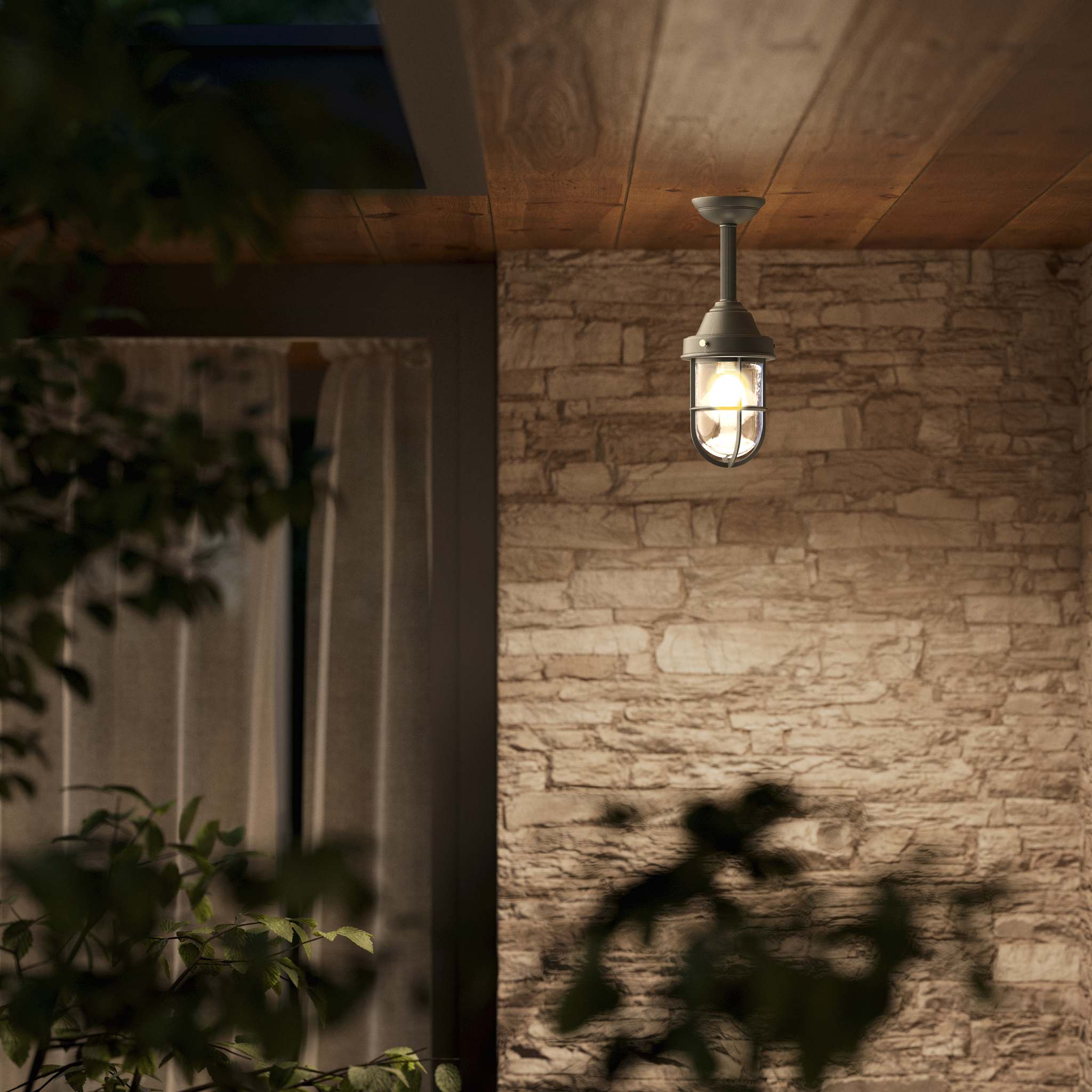 Industrial outdoor brass lamp with protective cage and glass, vintage nautical style for outdoor lighting by Ghidini 1849 - Finish: OBR Dark Bronze