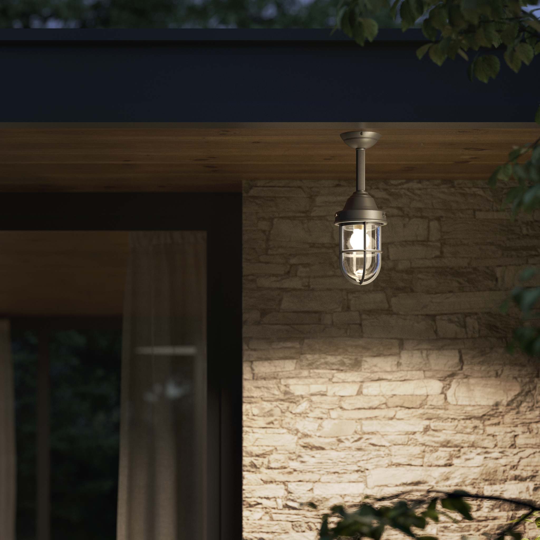 Industrial outdoor brass lamp with protective cage and glass, vintage nautical style for outdoor lighting by Ghidini 1849 - Finish: OBR Dark Bronze