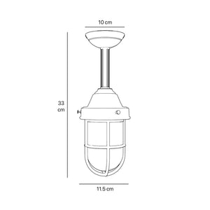 Industrial outdoor brass lamp with protective cage and glass, vintage nautical style for outdoor lighting by Ghidini 1849