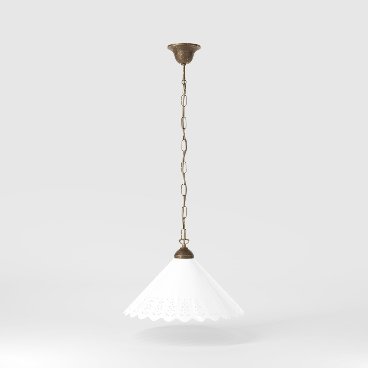 Pendant Lamp with Pierced Ceramic Shade Zefira - OAS Antique Brass