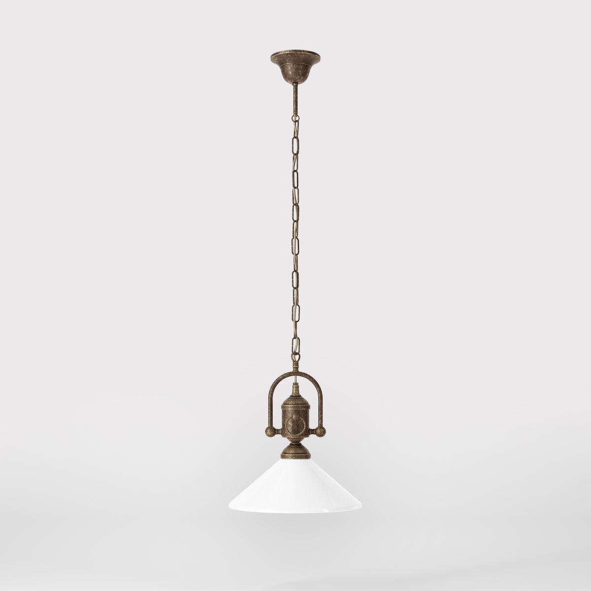 Maritime Pendelleuchte aus Messing und Glas Fiordo - OAS Antik Messing