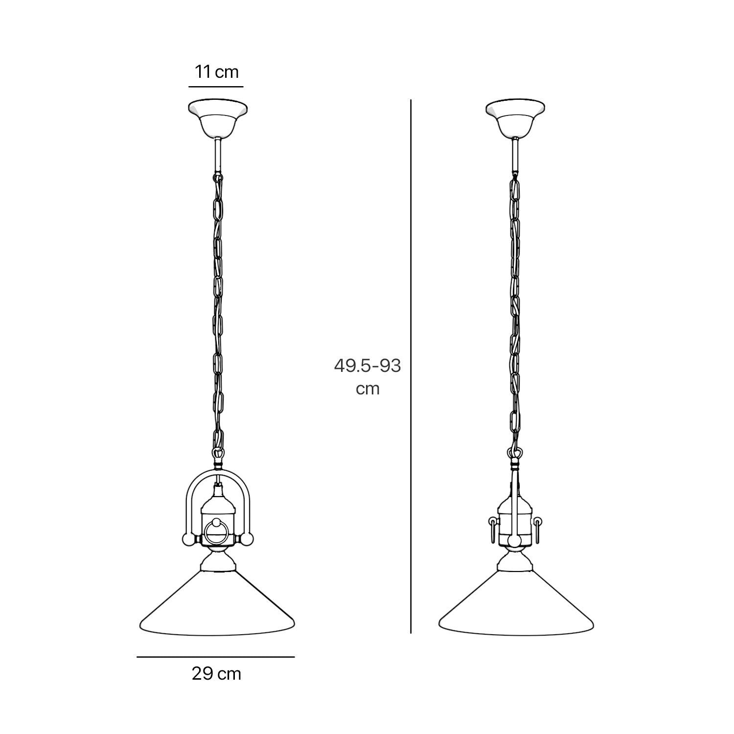 Pendant light with decorative brass chain and nautical style lantern white glass shade Made in Italy design by Ghidini 1849