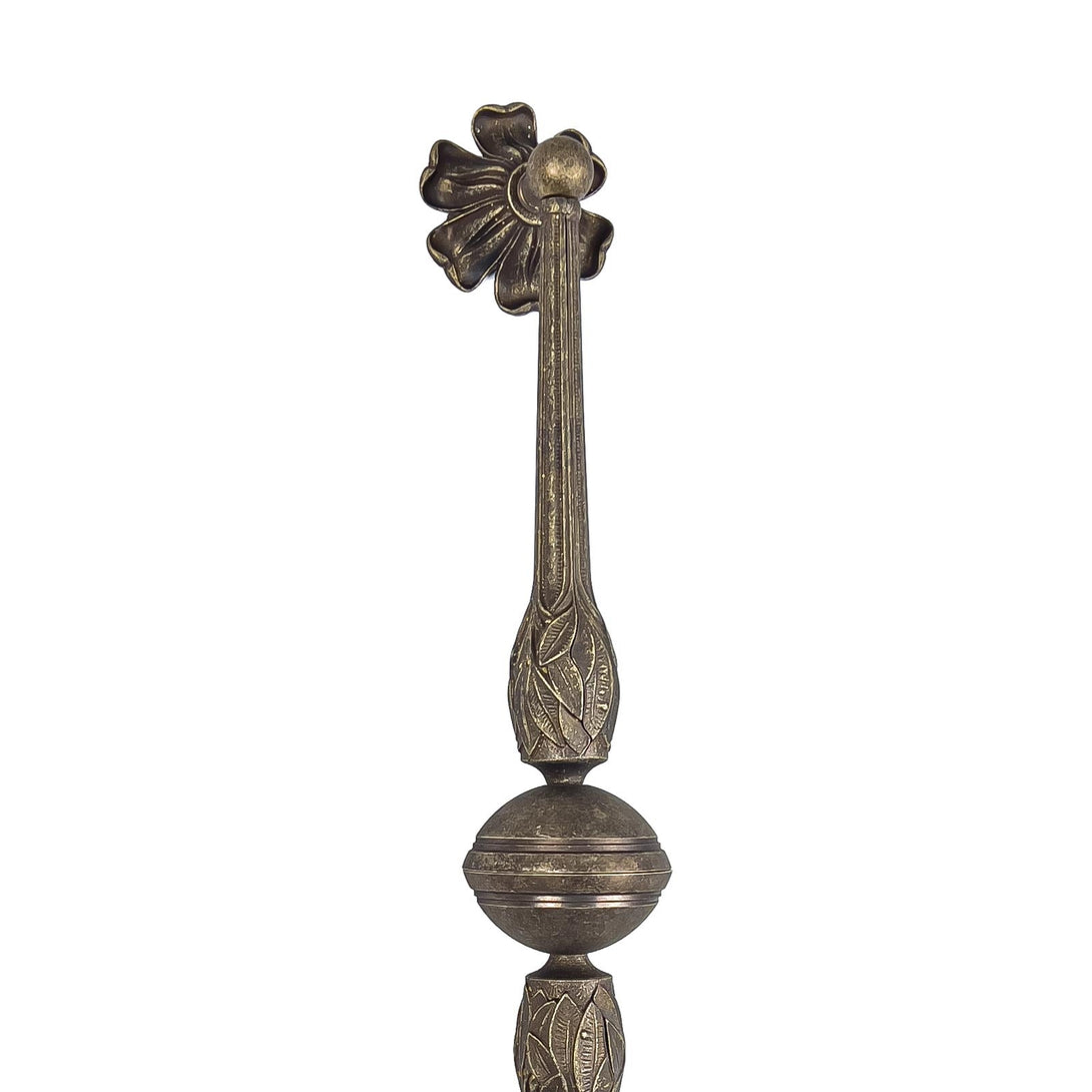 Antique Brass Pull Handle with Floral Decor Ghidini 1849