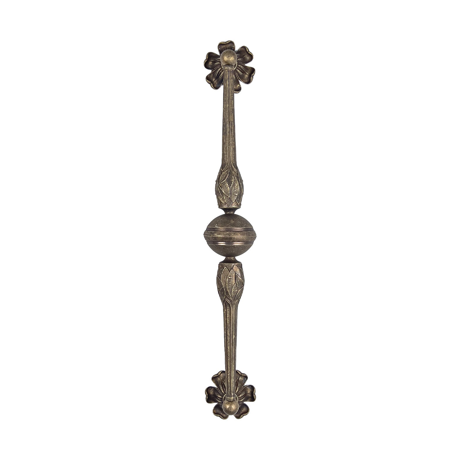 Antique Brass Pull Handle with Floral Decor | Ghidini 1849