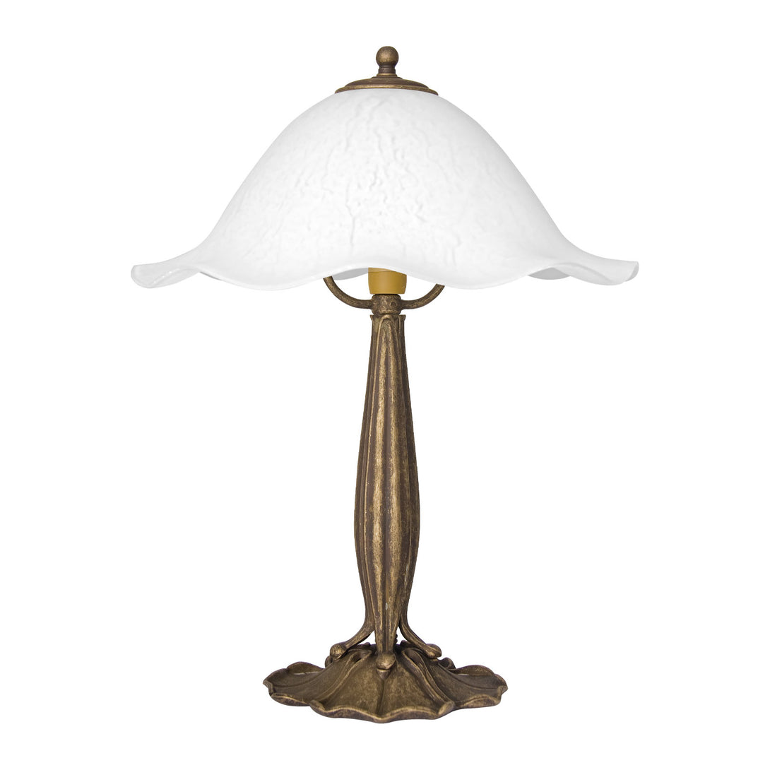 Antique Mushroom Lamp Old Brass With Satin Glass Ghidini 1849