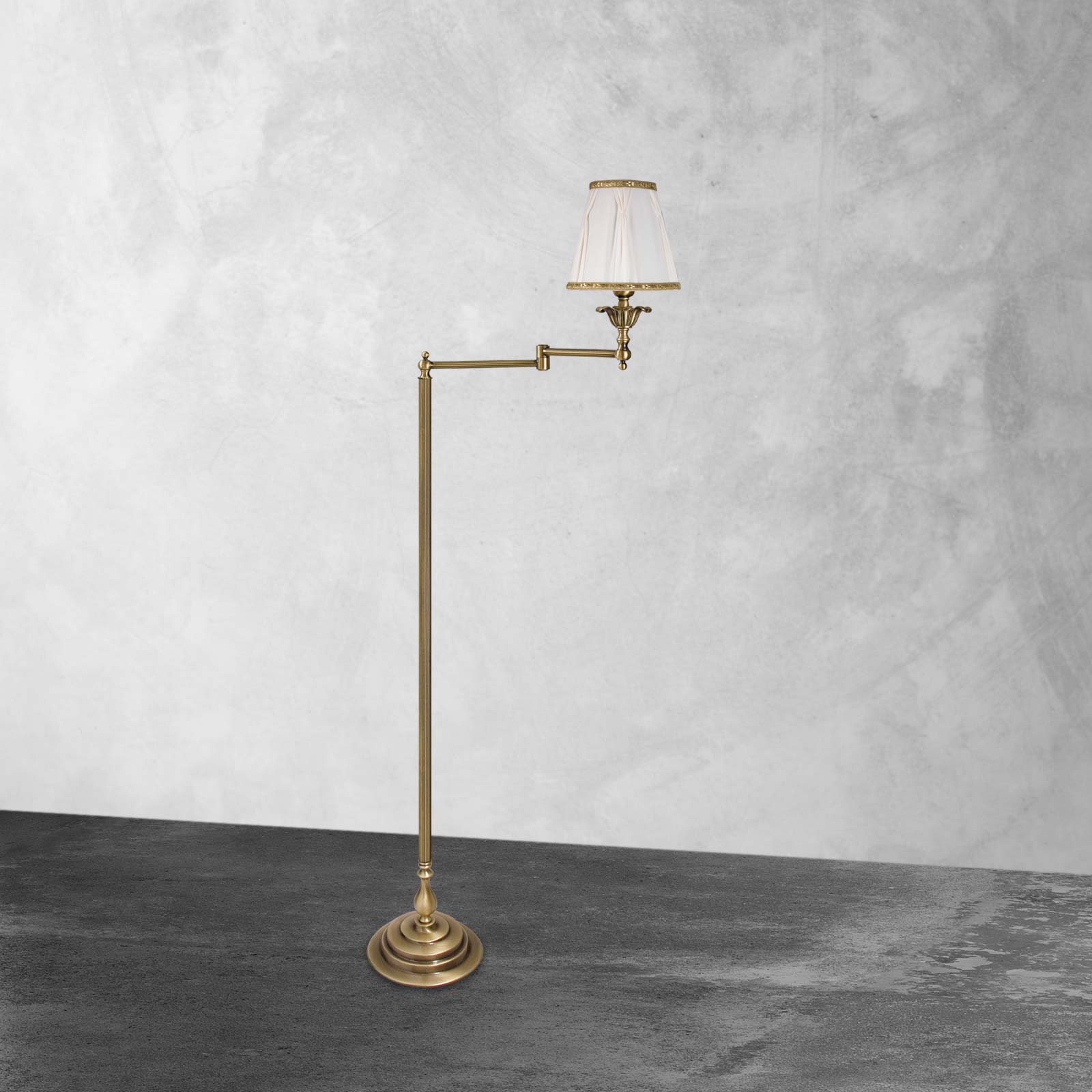 Antique Swing Arm Floor Lamp In Real Brass London | Ghidini 1849