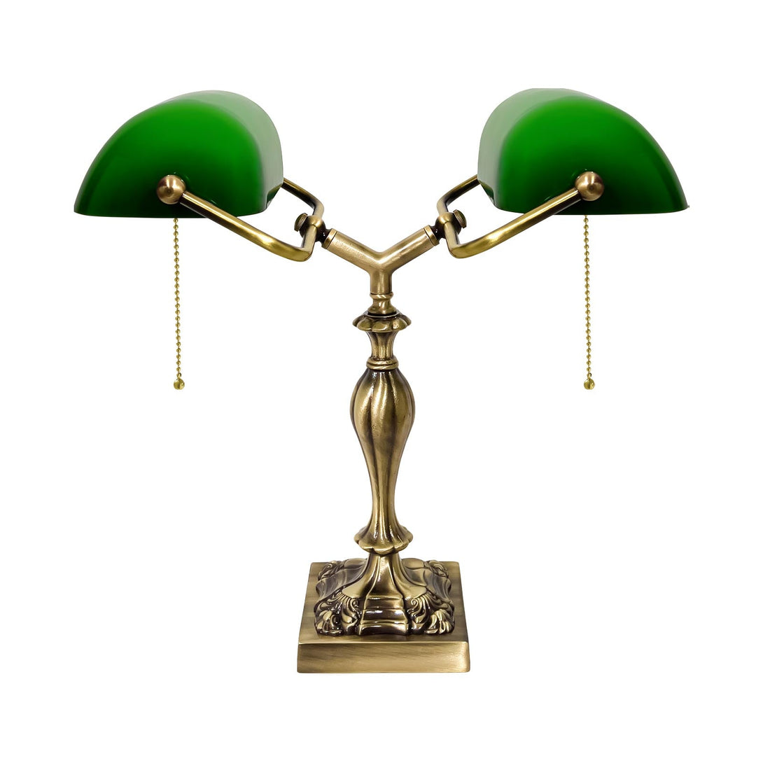 Art Deco Bankers Lamp Double for Library Desk Ghidini 1849
