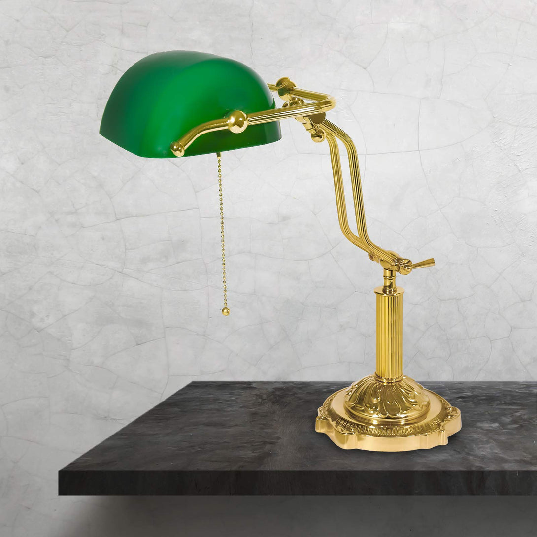 Art Deco Bankers Lamp Real Brass Italian Premium Ghidini 1849