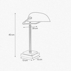 Art Deco Bankers Lamp Square White Glass Brass | Ghidini 1849