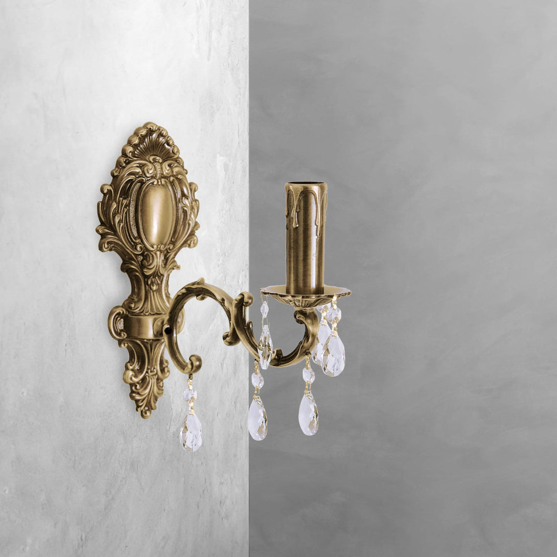 Art Deco Sconce Light Brass Crystal Pendants Venezia Ghidini 1849