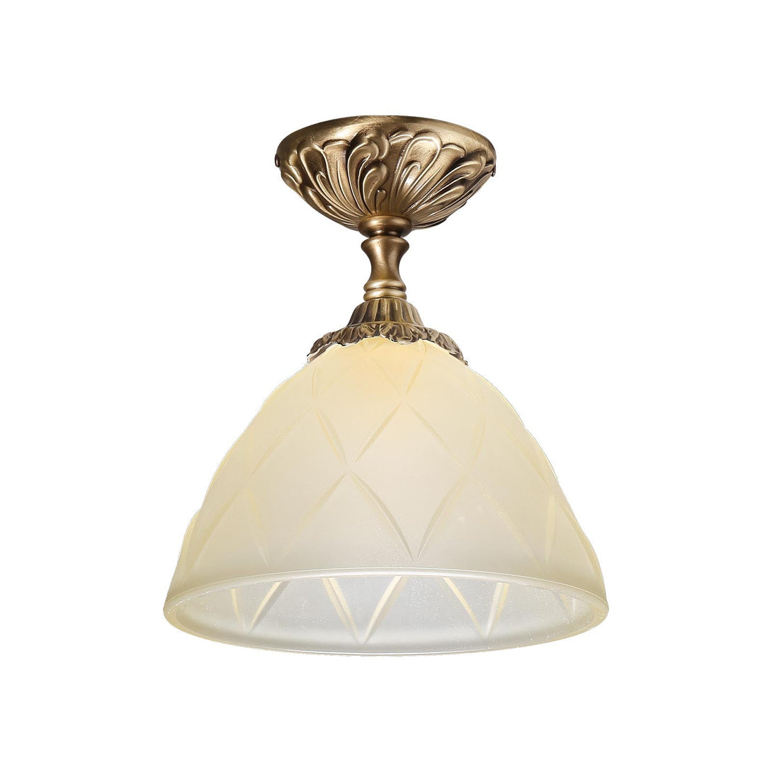 Art Nouveau Ceiling Lamp Brass And 20 Cm Glass Elisa Ghidini 1849