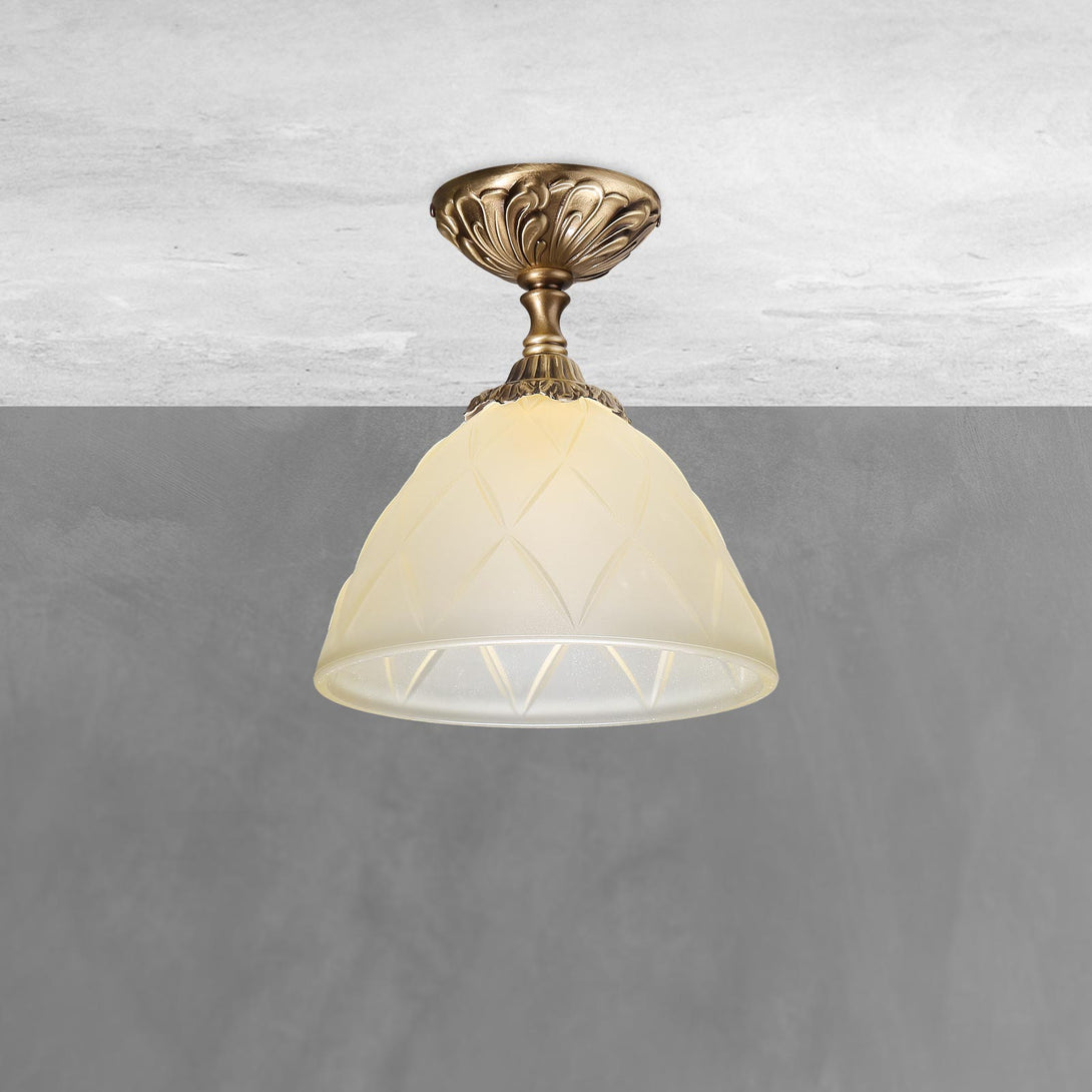 Art Nouveau Ceiling Lamp Brass And 20 Cm Glass Elisa Ghidini 1849