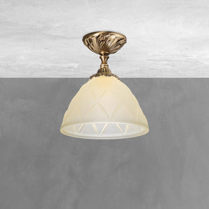 Art Nouveau Ceiling Lamp Brass And 20 Cm Glass Elisa | Ghidini 1849