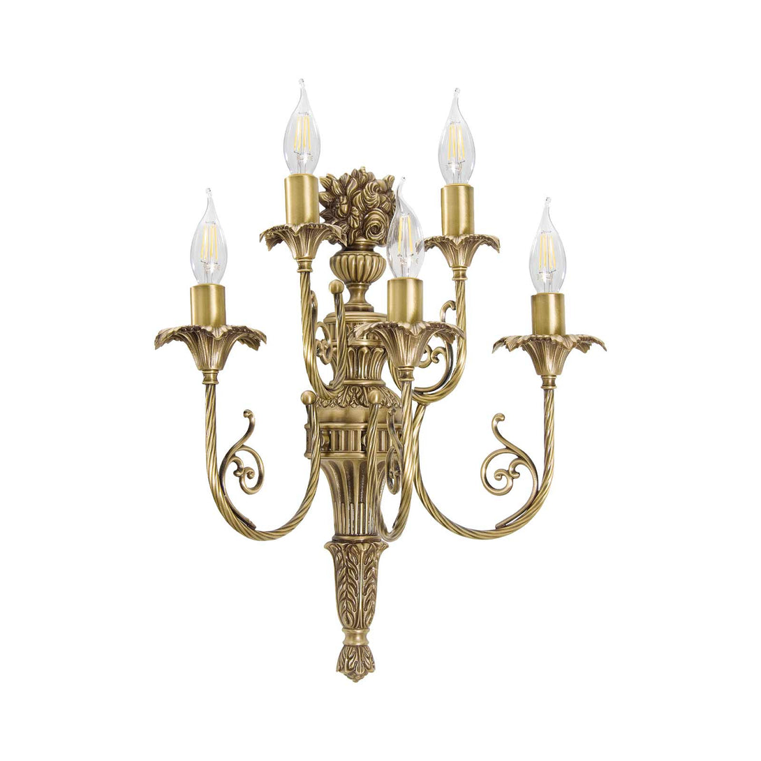 Art Nouveau Sconce Brass 5 Flames Premium Design Luigi Ghidini 1849