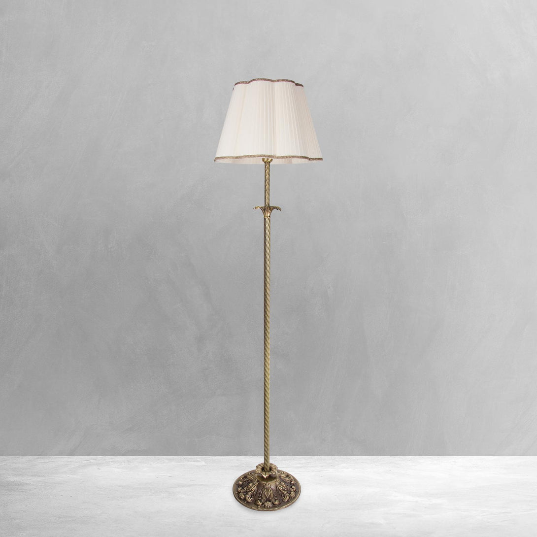 Art Nouveau Standing Lamp Brass White Shade Luigi Ghidini 1849