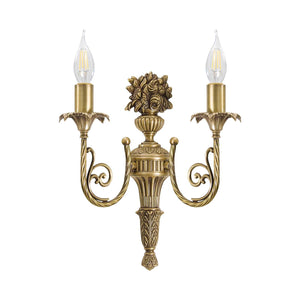 Art Nouveau Wall Light Brass 2 Flames Premium Luigi | Ghidini 1849