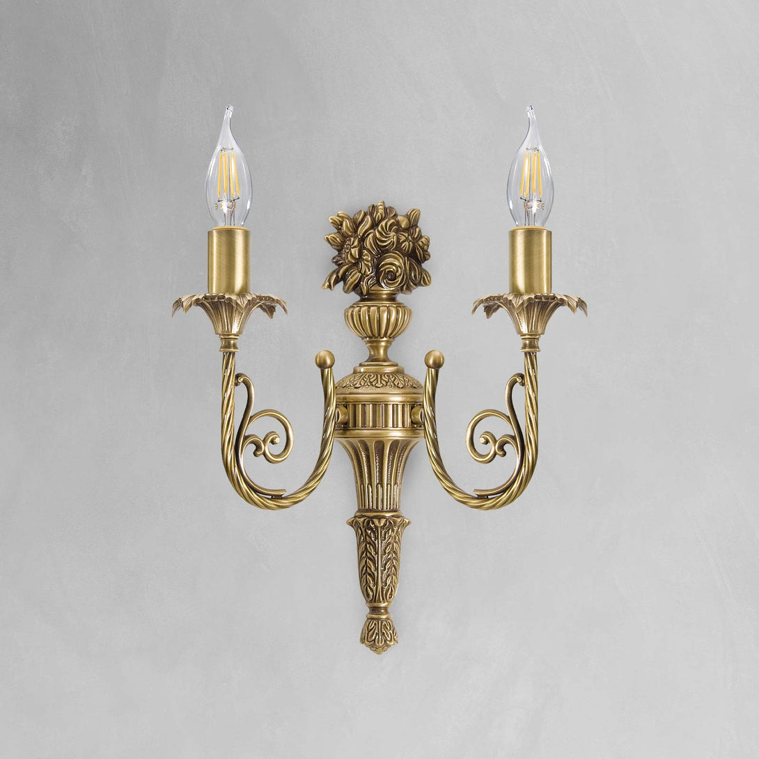 Art Nouveau Wall Light Brass 2 Flames Premium Luigi Ghidini 1849