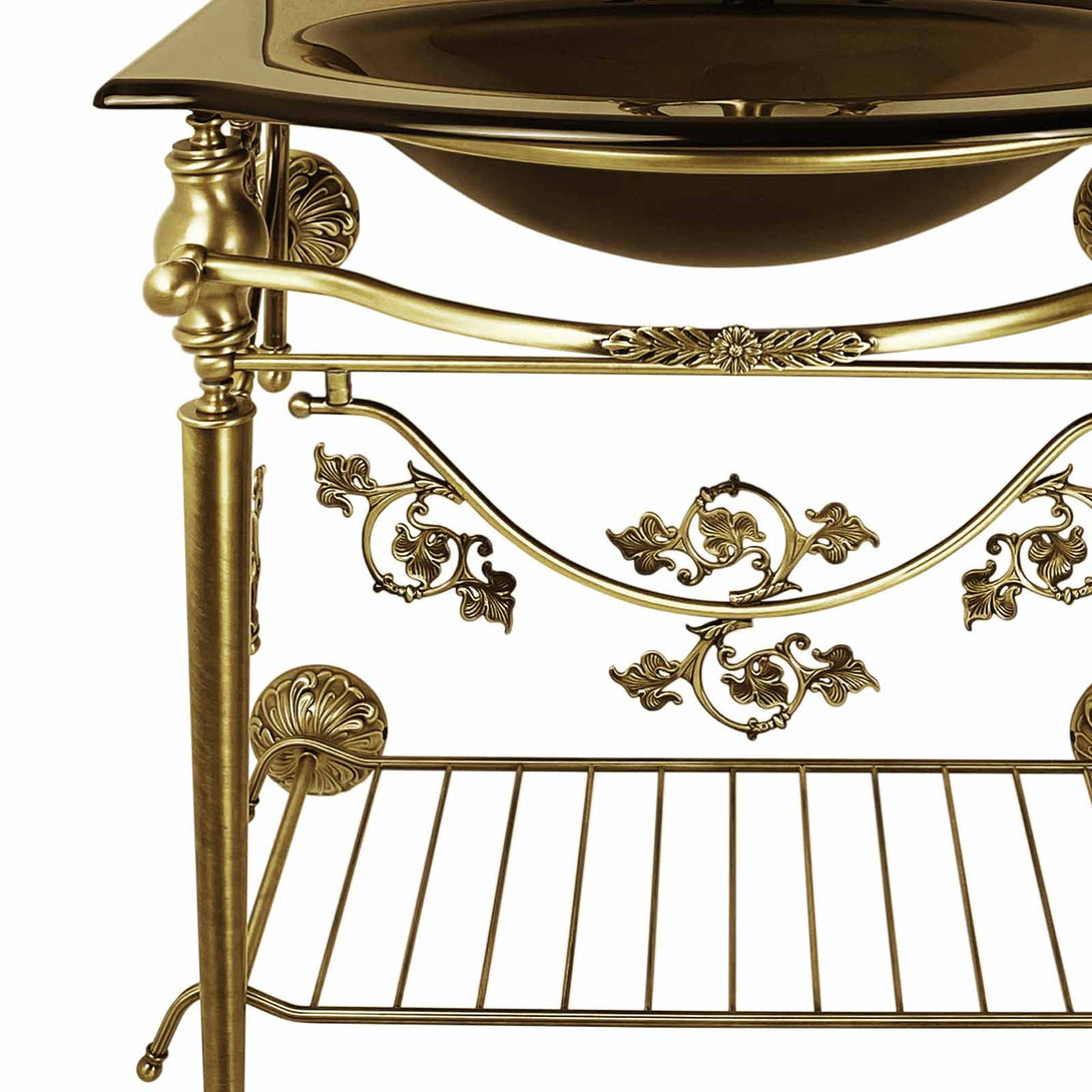 Bath Console Art Nouveau Solid Brass Fused Glass Ghidini 1849