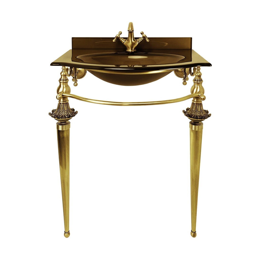 Bath Console In Solid Brass With Fused Glass Sink Ghidini 1849