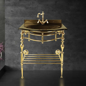 Bathroom Sink With 24K Gold Plated Legs Italian Class | Ghidini 1849