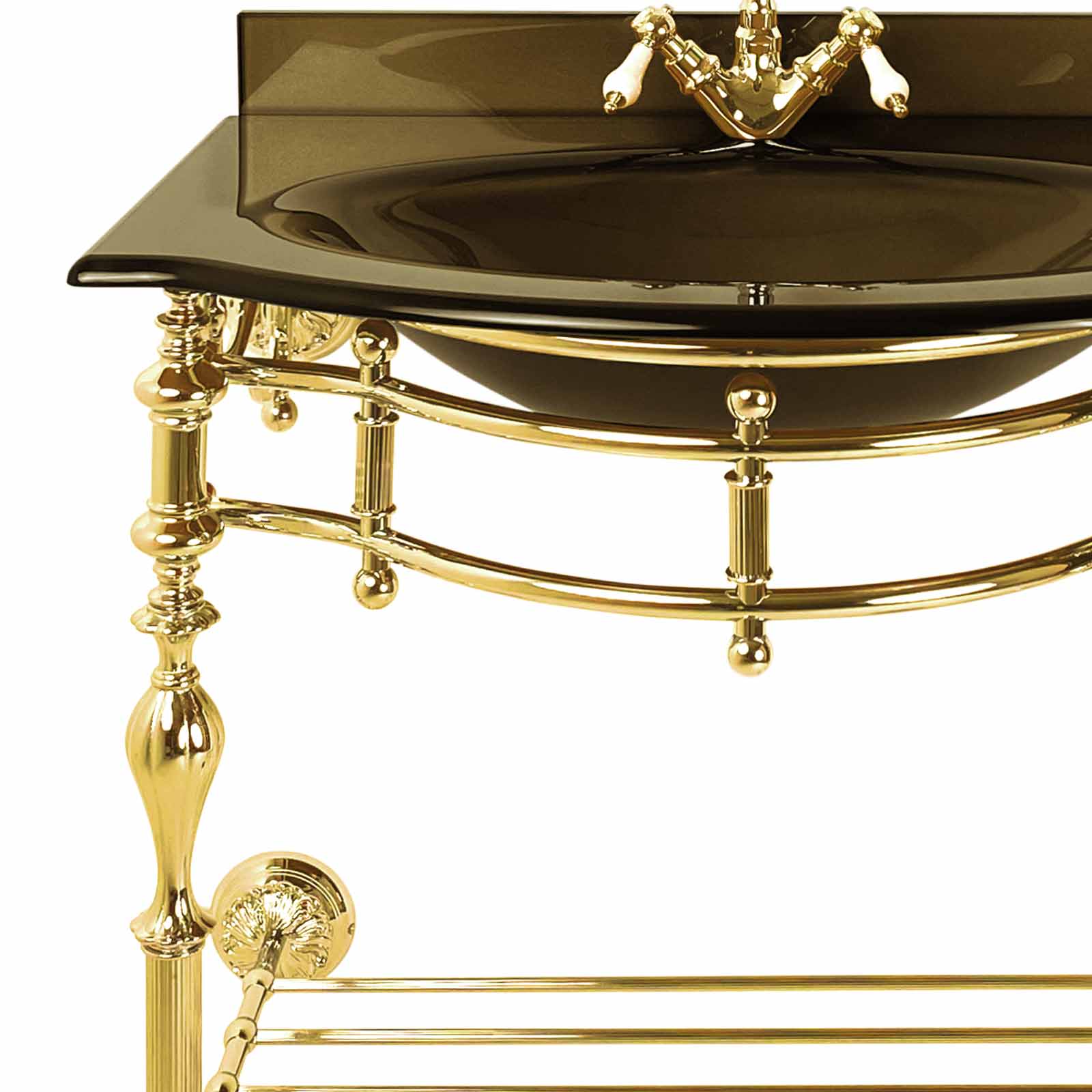 Bathroom Sink With 24K Gold Plated Legs Italian Class | Ghidini 1849