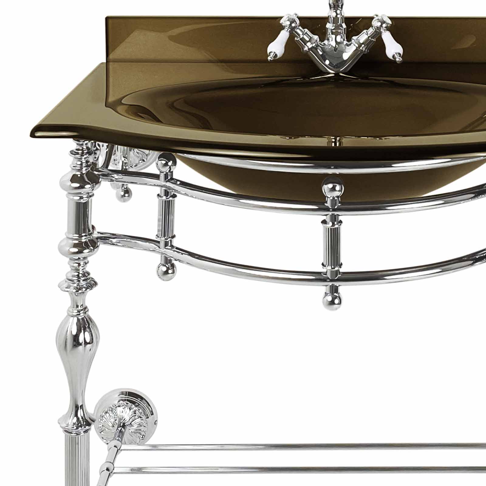 Bathroom Sink With 24K Gold Plated Legs Italian Class | Ghidini 1849