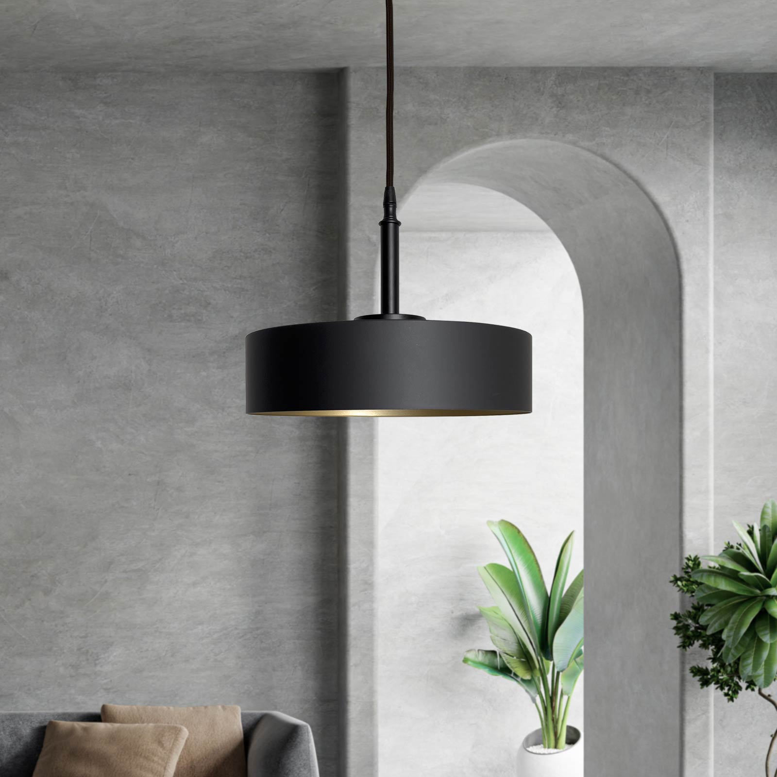 Black Gold Pendant Light Italian Design Medium | Ghidini 1849