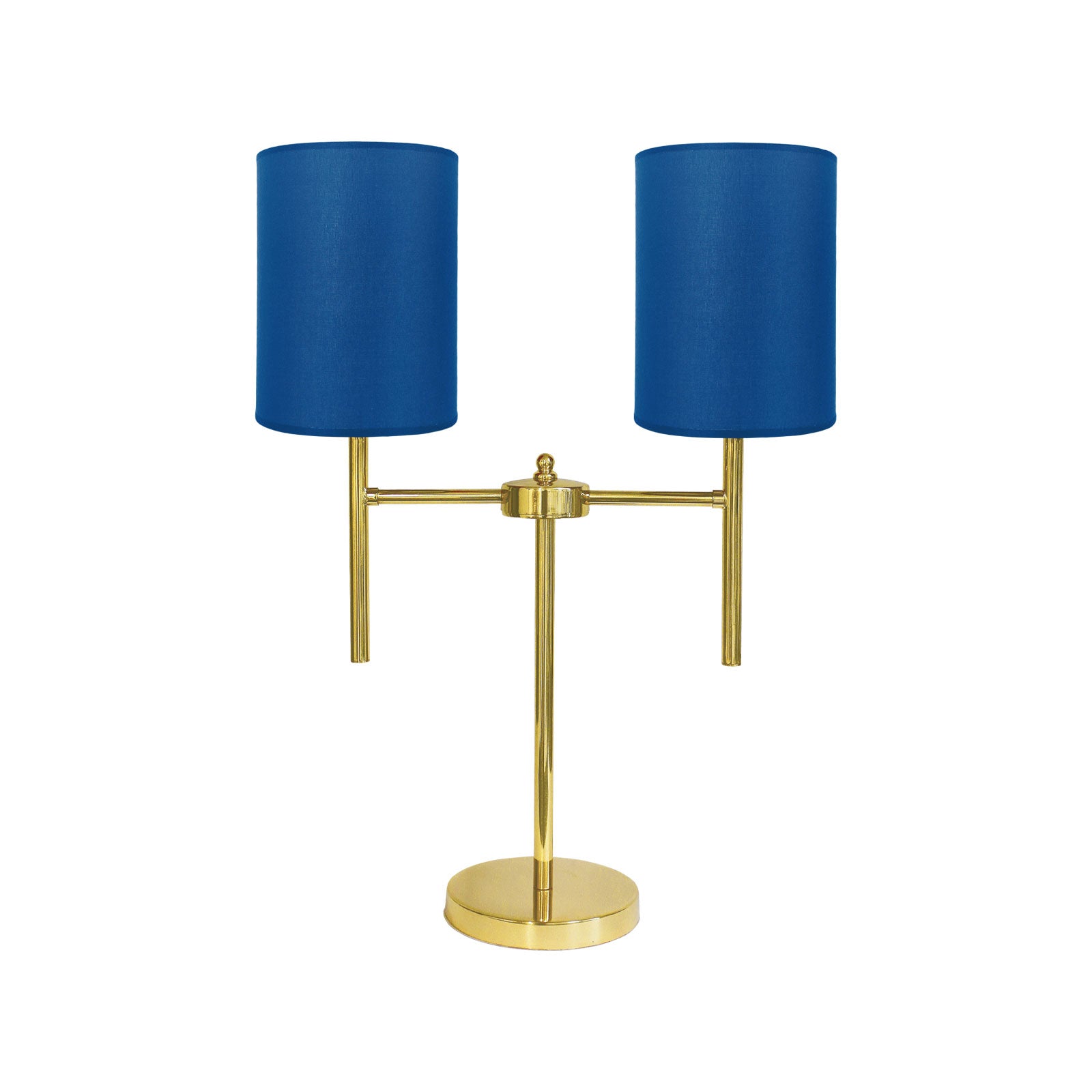 Dual Shade Brass Table Lamp with Blue Fabric Sophisticated | Ghidini 1849