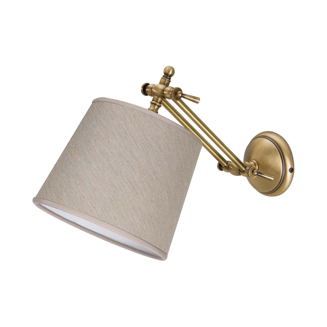 Brass Adjustable Wall Light With Linen Shade Snodo Ghidini 1849