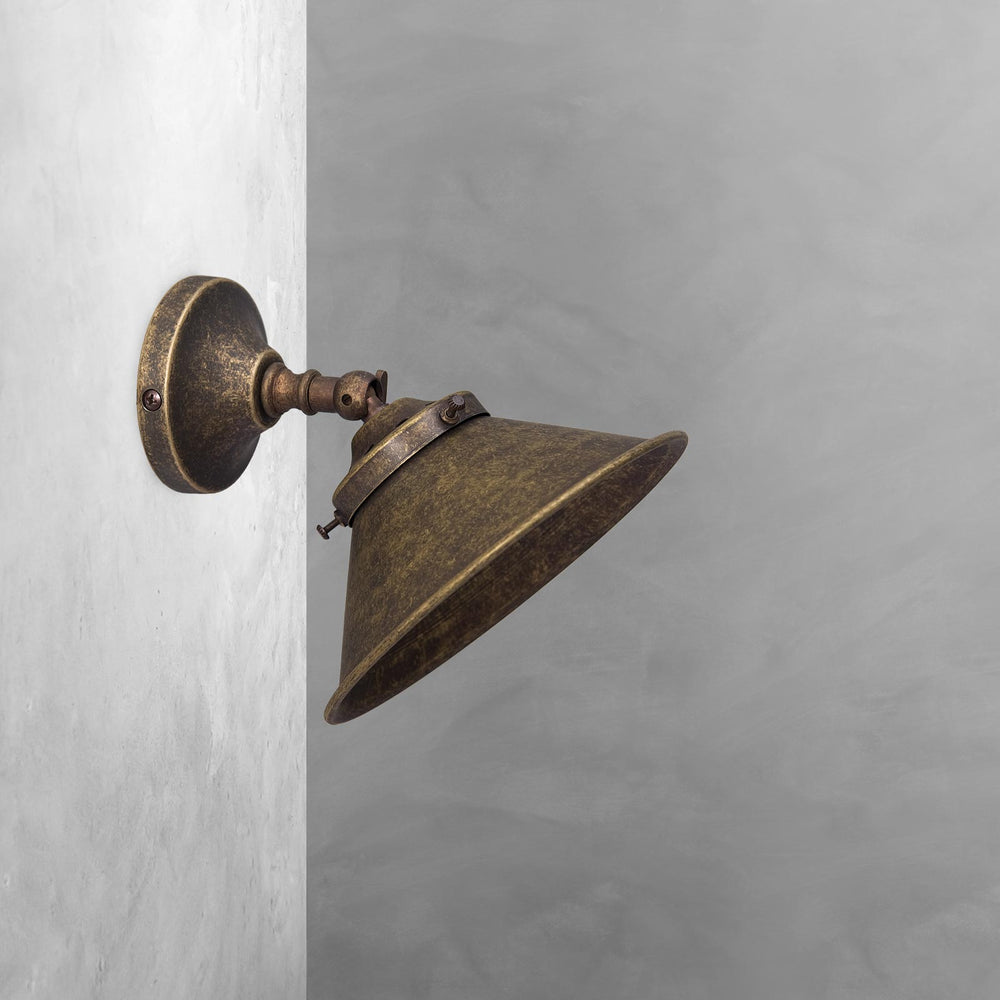 Industrial Wall Sconce with Brass Cone Shade — DW Vintage Lighting Co.