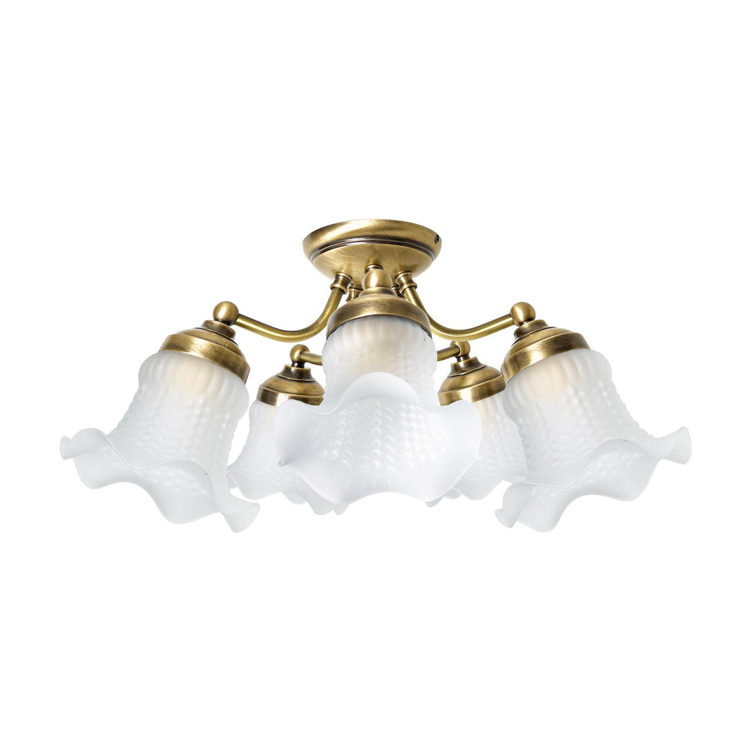 Brass Ceiling Light With Floral Glasses Ghidini 1849