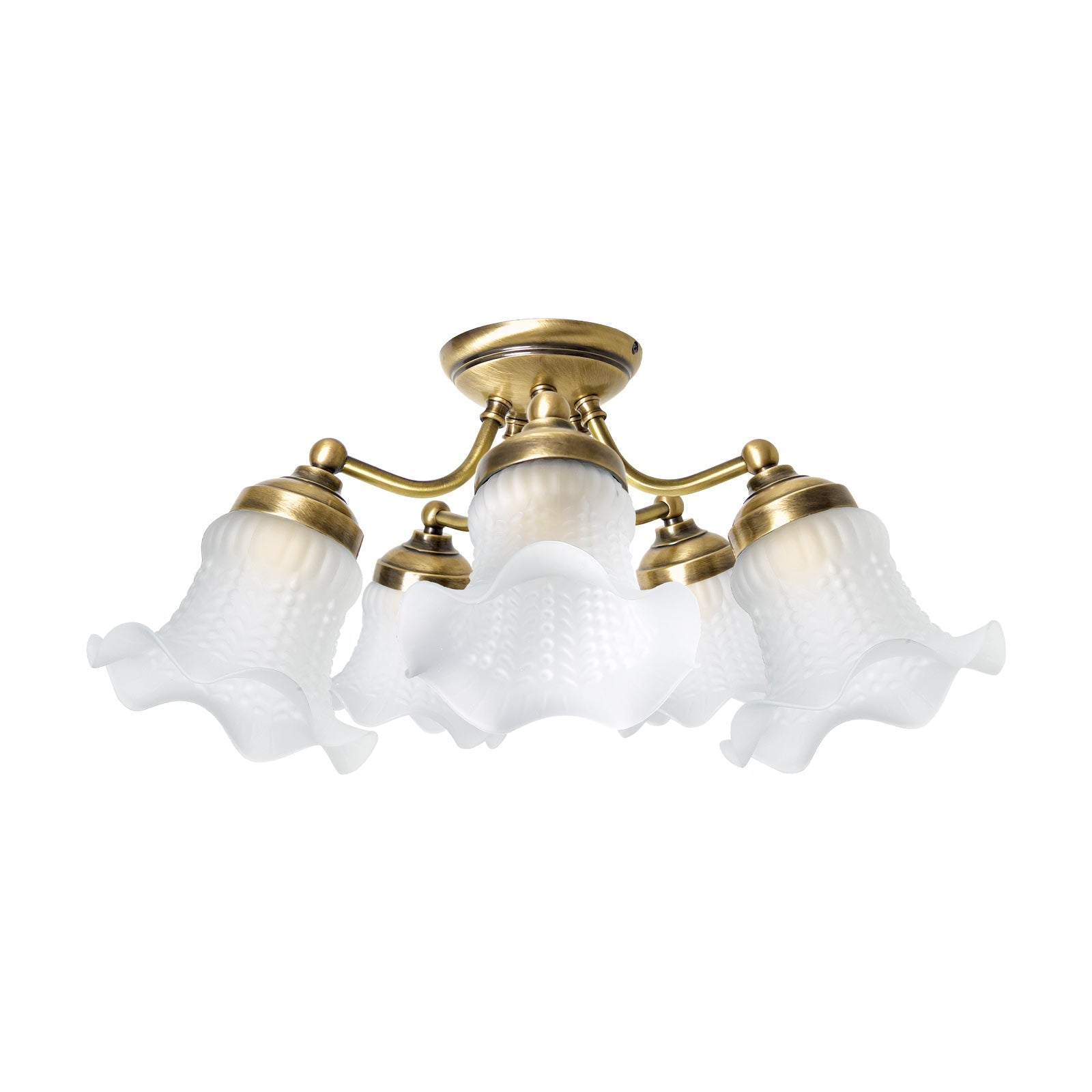 Brass Ceiling Light With Floral Glasses | Ghidini 1849