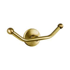 Brass Double Robe Hook Solid Vintage Design Adele | Ghidini 1849