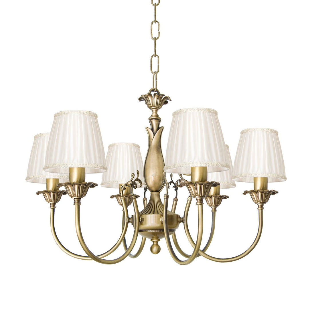 Brass Floral Chandelier Classic Style White Shades Ginevra Ghidini 1849