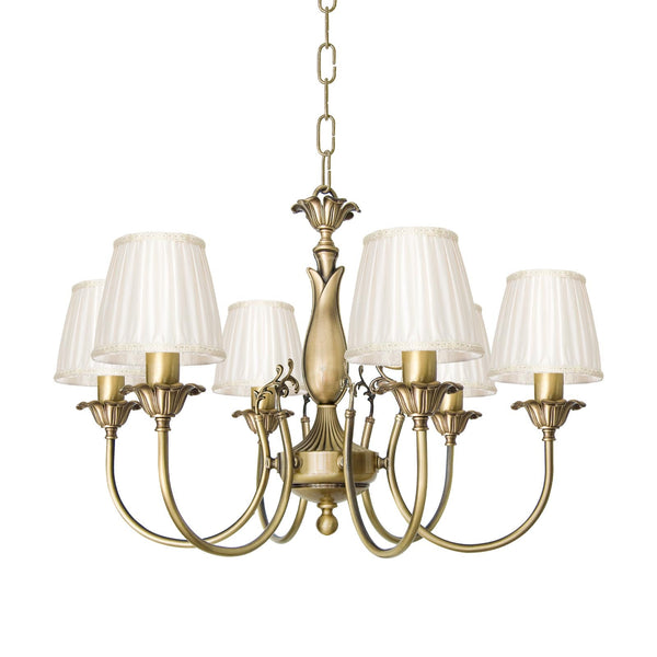 t4option0_0 | Brass Floral Chandelier Classic Style White Shades Ginevra Ghidini 1849