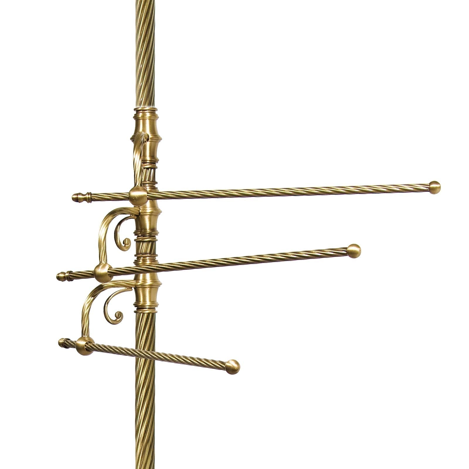 Brass Standing Towel Rail with Robe Hooks Impero OBS Bronze Satin Brass