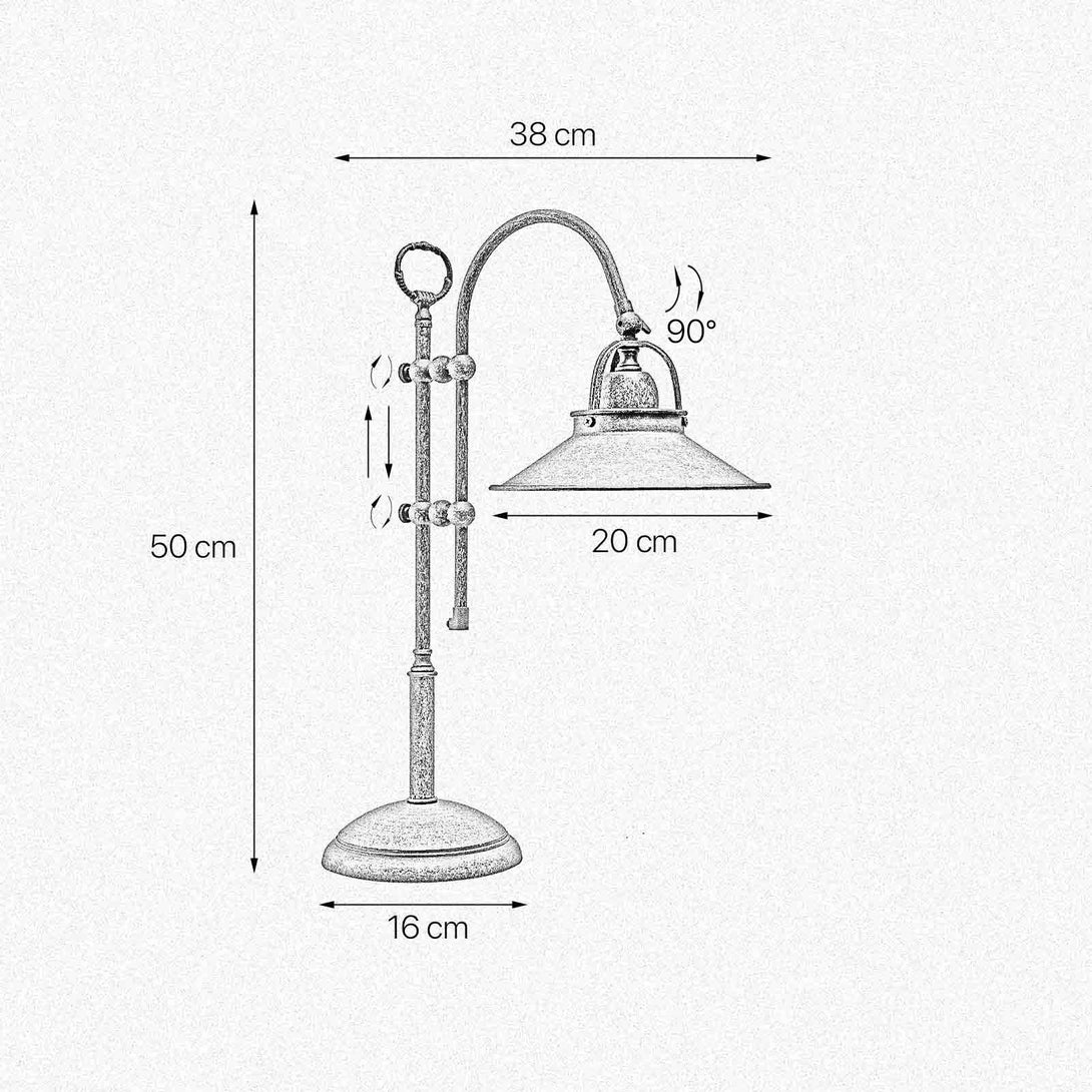 Brass Industrial Table Lamp Adjustable Alice Ghidini 1849