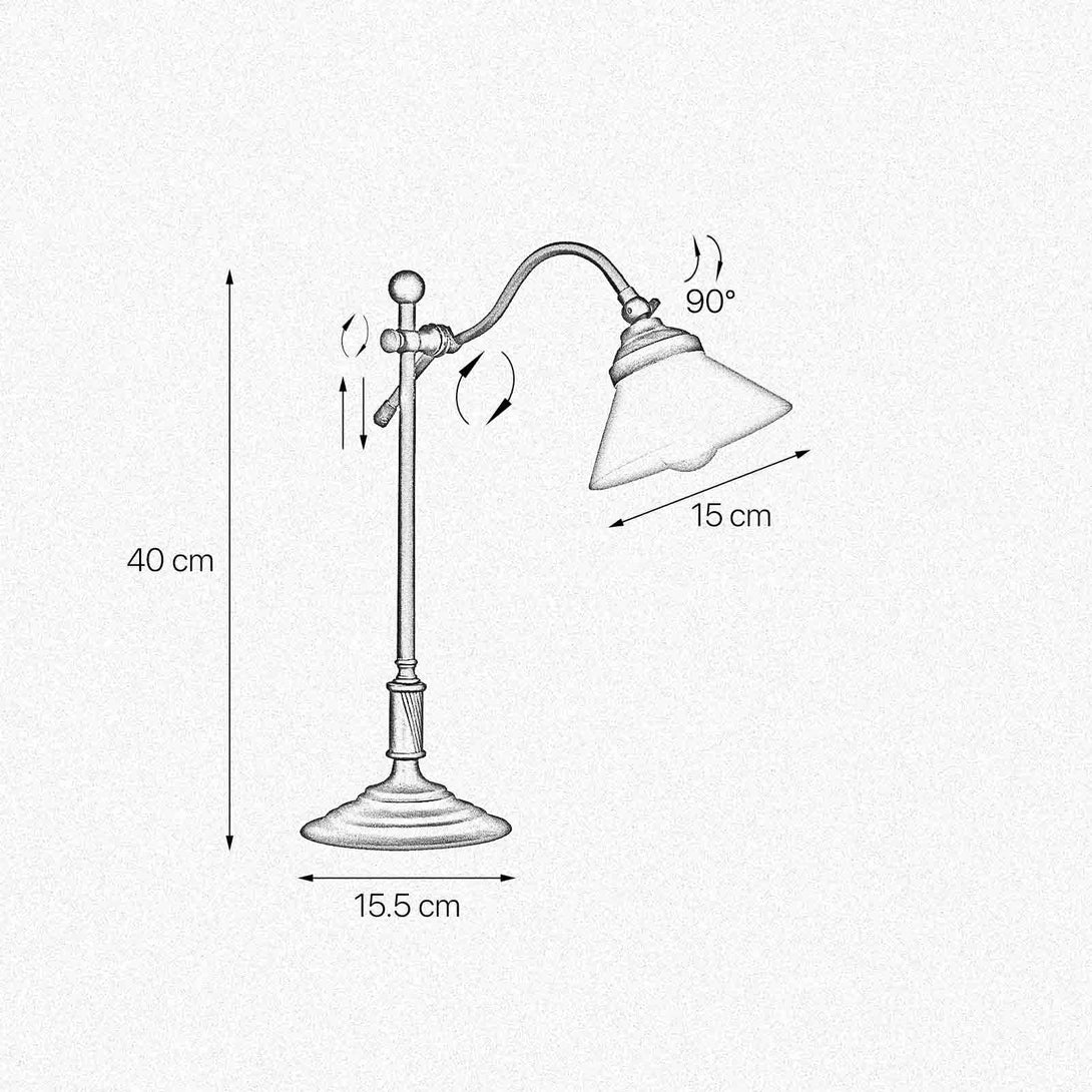 Brass Industrial Table Lamp Adjustable Cone Sofia Ghidini 1849