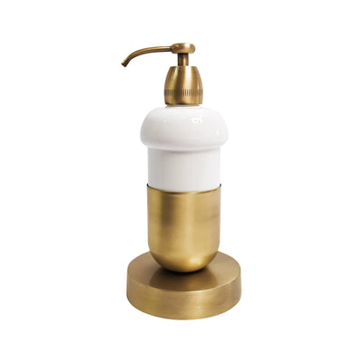 Brass Liquid Soap Dispenser Ceramic Round Design by Ghidini 1849