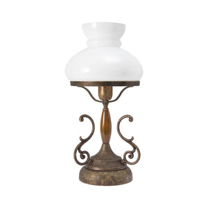 Brass Nautical Table Lamp Antique And White Glass Dome | Ghidini 1849